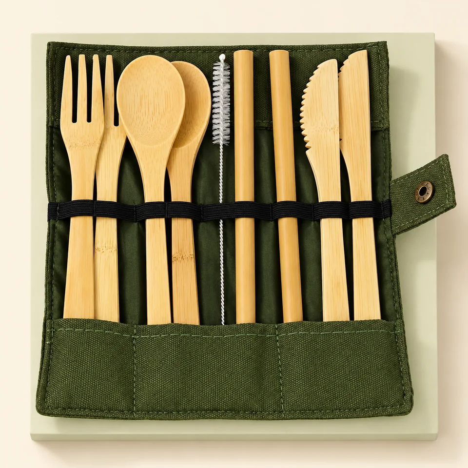 BlueFox kit bambou pour deux — Deux jeux de bambou et une brosse dans une housse.
