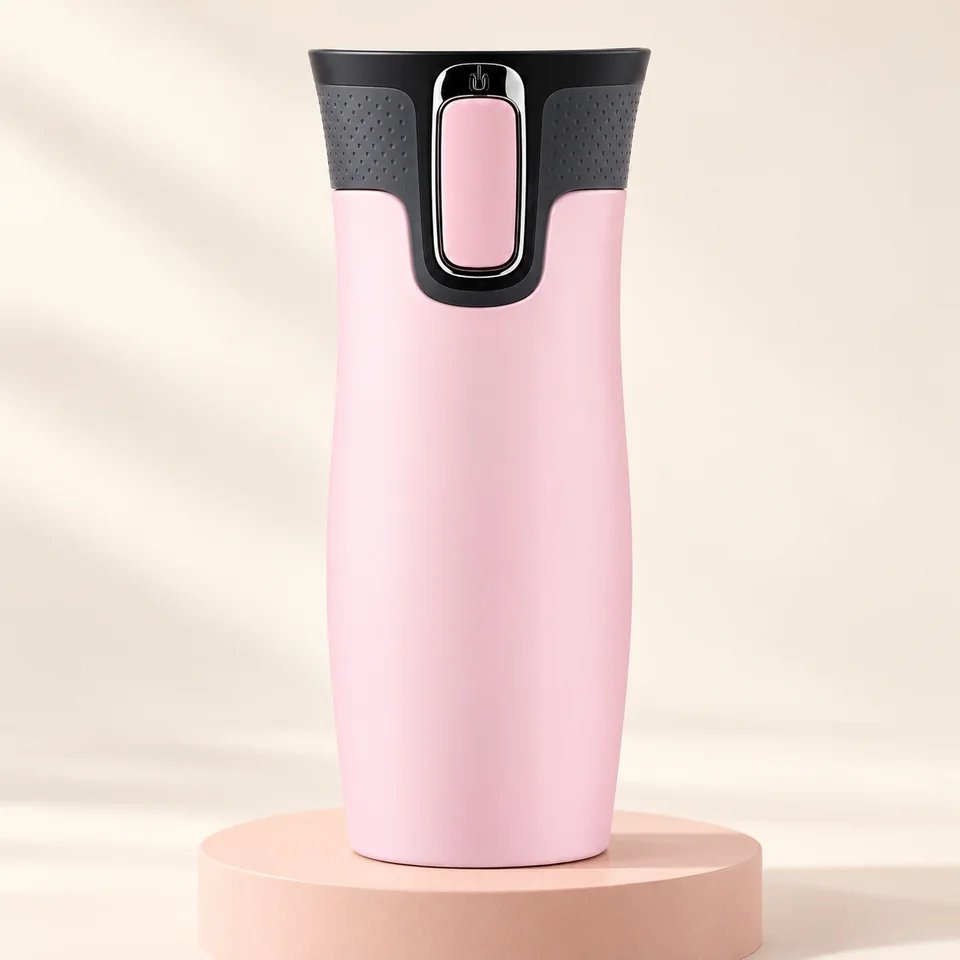 Contigo West Loop rose 470 ml — Un mug rose avec son couvercle Autoseal.