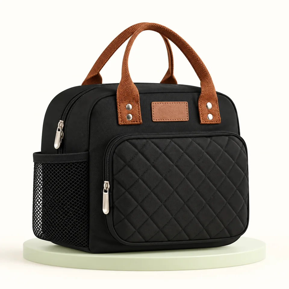 HOMESPON — sac repas noir matelassé — Sac noir seul ; filet vide et autres motifs exclus.